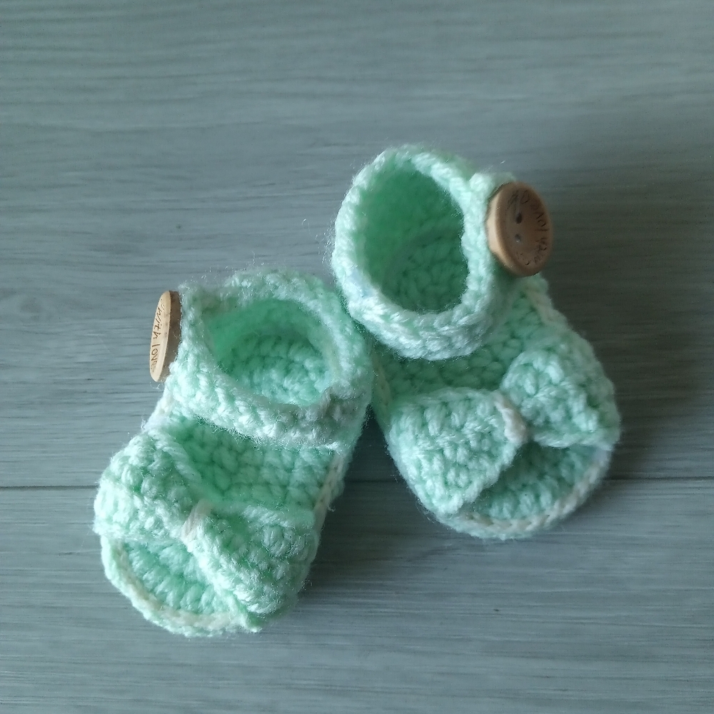 Handmade Mint Green Baby Booties